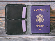 Load image into Gallery viewer, Horween Black Dublin Leather Passport Cover