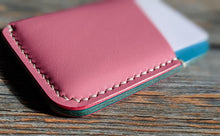 Load image into Gallery viewer, Pink and Blue Italian Leather Slim Wallet