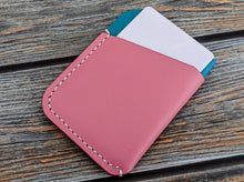 Load image into Gallery viewer, Pink and Blue Italian Leather Slim Wallet