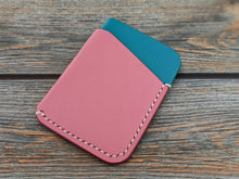 Load image into Gallery viewer, Pink and Blue Italian Leather Slim Wallet