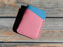 Load image into Gallery viewer, Pink and Blue Italian Leather Slim Wallet