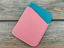 Load image into Gallery viewer, Pink and Blue Italian Leather Slim Wallet