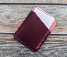 Load image into Gallery viewer, Pink and Purple 3 Pocket Italian Leather Slim Wallet