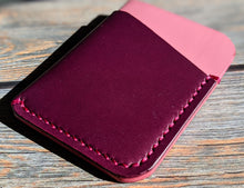 Load image into Gallery viewer, Pink and Purple 3 Pocket Italian Leather Slim Wallet