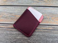 Load image into Gallery viewer, Pink and Purple 3 Pocket Italian Leather Slim Wallet