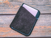 Load image into Gallery viewer, Navy and Sea Blue 3 Pocket Italian Leather Slim Wallet