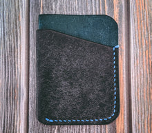 Load image into Gallery viewer, Navy and Sea Blue 3 Pocket Italian Leather Slim Wallet
