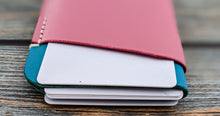 Load image into Gallery viewer, Pink and Blue Italian Leather Slim Wallet