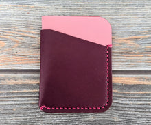 Load image into Gallery viewer, Pink and Purple 3 Pocket Italian Leather Slim Wallet