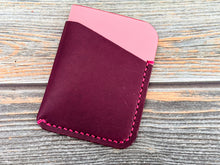 Load image into Gallery viewer, Pink and Purple 3 Pocket Italian Leather Slim Wallet