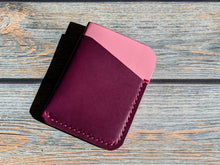 Load image into Gallery viewer, Pink and Purple 3 Pocket Italian Leather Slim Wallet