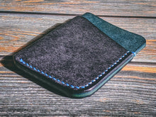 Load image into Gallery viewer, Navy and Sea Blue 3 Pocket Italian Leather Slim Wallet