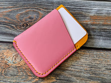 Load image into Gallery viewer, Pink and Sunflower 3 Pocket Italian Leather Slim Wallet