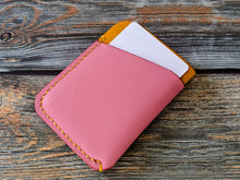 Load image into Gallery viewer, Pink and Sunflower 3 Pocket Italian Leather Slim Wallet