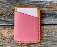 Load image into Gallery viewer, Pink and Sunflower 3 Pocket Italian Leather Slim Wallet