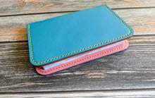 Load image into Gallery viewer, Turquoise, Pink, and Yellow Italian Leather Passport Cover