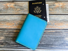 Load image into Gallery viewer, Turquoise, Pink, and Yellow Italian Leather Passport Cover