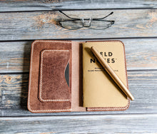 Load image into Gallery viewer, Natural Distressed Italian Leather Field Notes/Travel Notebook