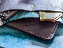 Load image into Gallery viewer, Sea Blue and Bright Navy Hand Sewn Italian Leather Clutch