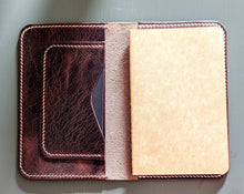Load image into Gallery viewer, Rich Brown Distressed Italian Leather Field Notes/Travel Notebook
