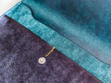 Load image into Gallery viewer, Sea Blue and Bright Navy Hand Sewn Italian Leather Clutch