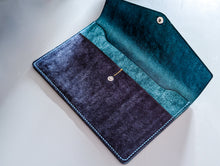 Load image into Gallery viewer, Sea Blue and Bright Navy Hand Sewn Italian Leather Clutch