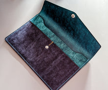 Load image into Gallery viewer, Sea Blue and Bright Navy Hand Sewn Italian Leather Clutch