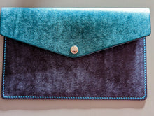 Load image into Gallery viewer, Sea Blue and Bright Navy Hand Sewn Italian Leather Clutch