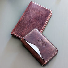 Load image into Gallery viewer, Rich Brown Distressed 3 Pocket Minimalist Card Wallet