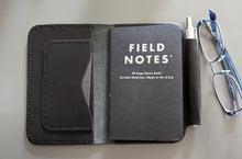 Load image into Gallery viewer, Black Horween Dublin Deluxe Leather Field Notes Cover