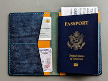 Load image into Gallery viewer, Sapphire and Yellow Badalassi Carlo Italian Leather Passport and Papers Cover