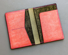 Load image into Gallery viewer, Olive and Pink Badalassi Carlo Italian Leather Passport and Papers Cover