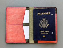Load image into Gallery viewer, Olive and Pink Badalassi Carlo Italian Leather Passport and Papers Cover