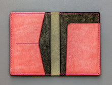 Load image into Gallery viewer, Olive and Pink Badalassi Carlo Italian Leather Passport and Papers Cover