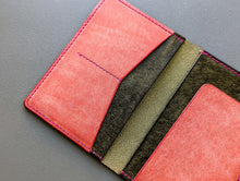 Load image into Gallery viewer, Olive and Pink Badalassi Carlo Italian Leather Passport and Papers Cover