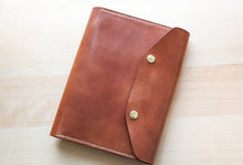 Load image into Gallery viewer, Wickett and Craig Buck Brown Harness Leather A5 Leather notebook Cover