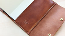 Load image into Gallery viewer, Wickett and Craig Buck Brown Harness Leather A5 Leather notebook Cover