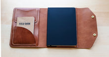 Load image into Gallery viewer, Wickett and Craig Buck Brown Harness Leather A5 Leather notebook Cover