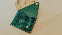 Load image into Gallery viewer, Emerald Green Italian Leather Asymmetrical Minimalist Snap Wallet
