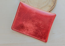 Load image into Gallery viewer, Red Italian Leather Asymmetrical Minimalist Snap Wallet