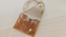 Load image into Gallery viewer, Caramel Italian Leather Asymmetrical Minimalist Snap Wallet