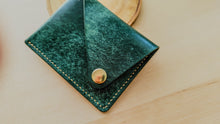 Load image into Gallery viewer, Emerald Green Italian Leather Asymmetrical Minimalist Snap Wallet