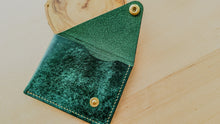 Load image into Gallery viewer, Emerald Green Italian Leather Asymmetrical Minimalist Snap Wallet