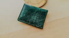 Load image into Gallery viewer, Emerald Green Italian Leather Asymmetrical Minimalist Snap Wallet