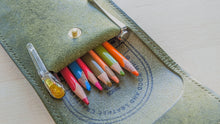 Load image into Gallery viewer, Olive Handmade Badalassi Carlo Italian Leather Pen/Pencil Case