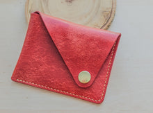 Load image into Gallery viewer, Red Italian Leather Asymmetrical Minimalist Snap Wallet