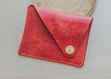 Load image into Gallery viewer, Red Italian Leather Asymmetrical Minimalist Snap Wallet