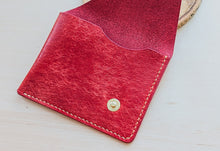 Load image into Gallery viewer, Red Italian Leather Asymmetrical Minimalist Snap Wallet