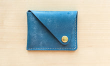 Load image into Gallery viewer, Sky Blue Italian Leather Asymmetrical Minimalist Snap Wallet