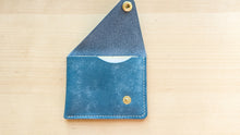 Load image into Gallery viewer, Sky Blue Italian Leather Asymmetrical Minimalist Snap Wallet